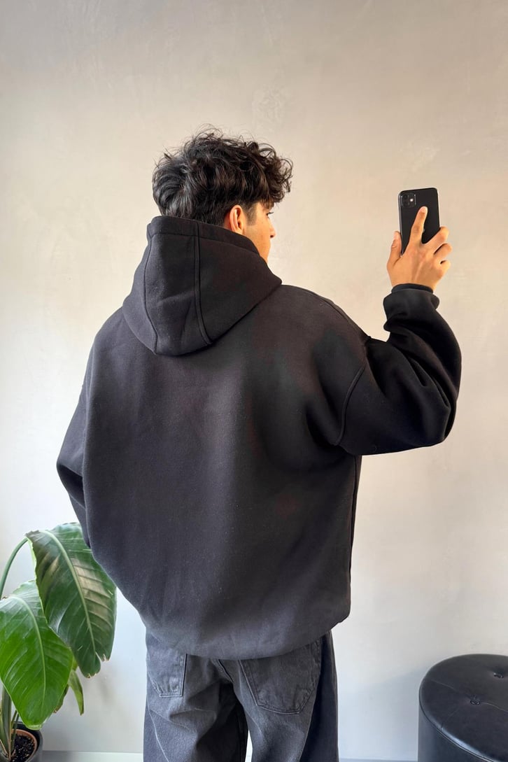 Humans Baskılı Oversize Hoodie