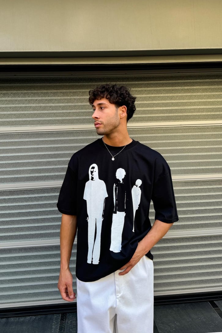 Humans Baskılı Oversize Tişört