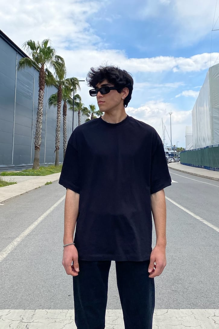 Hunting Snake Sırt Baskılı Siyah Oversize Tshirt