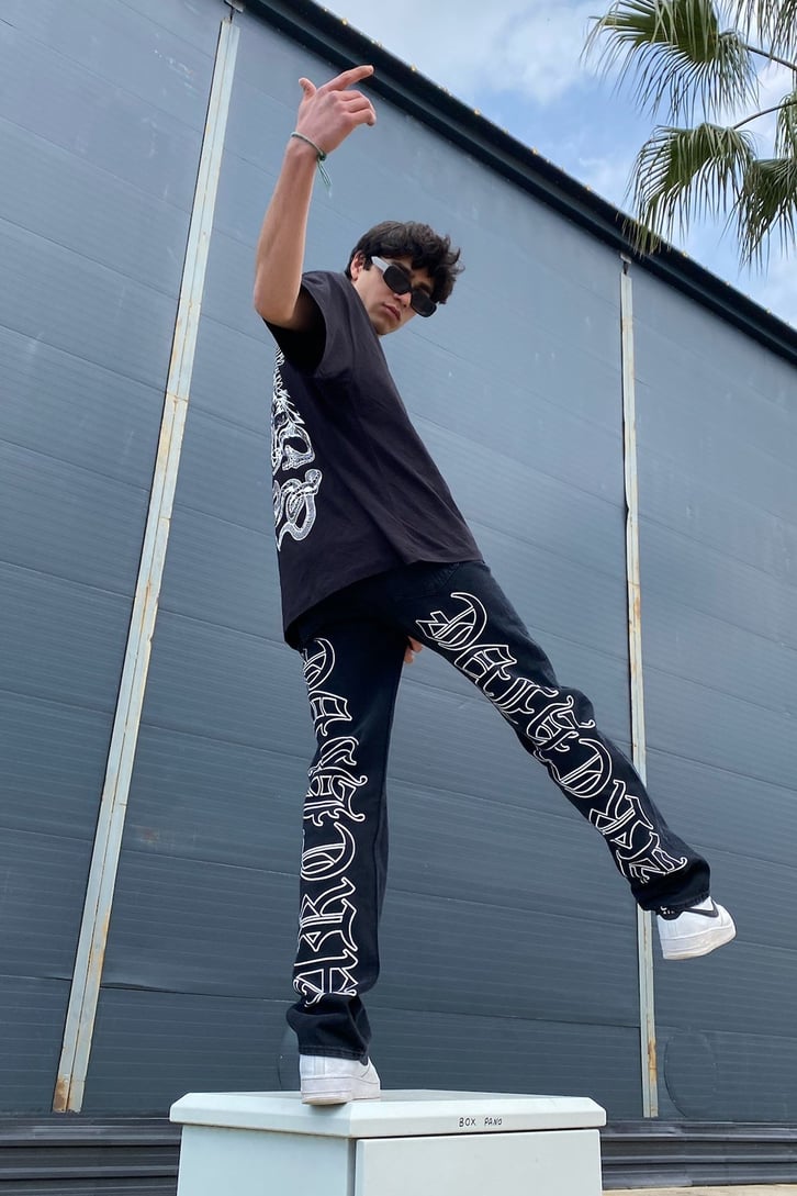 Hunting Snake Sırt Baskılı Siyah Oversize Tshirt