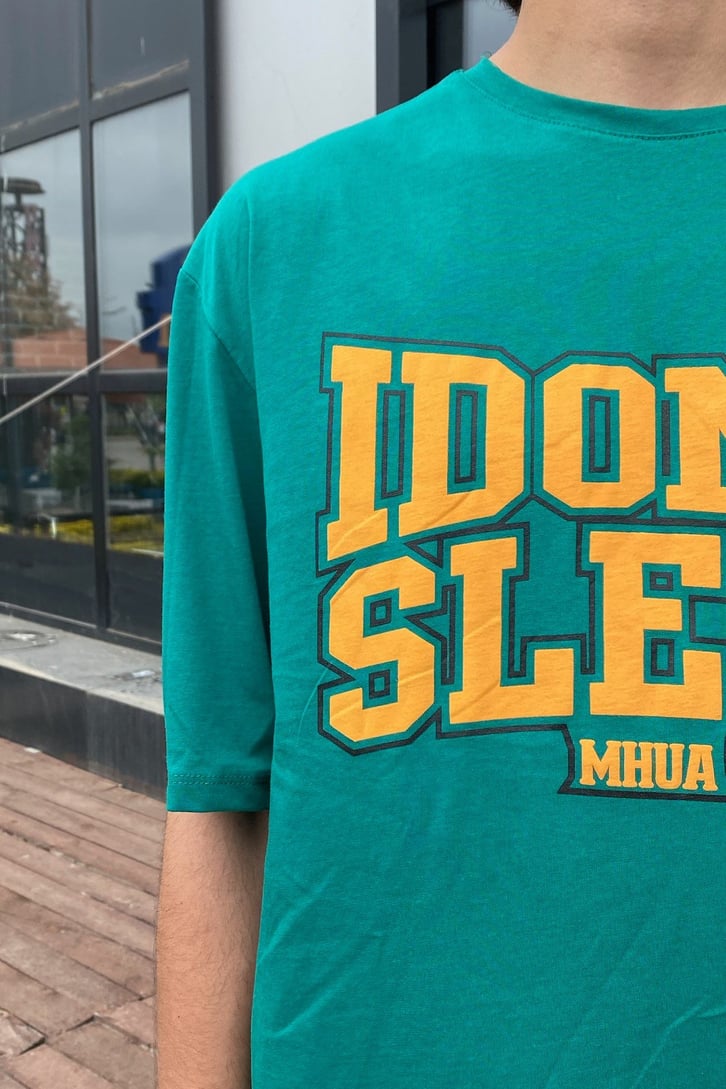 I Don't Sleep Baskılı Oversize Tshirt