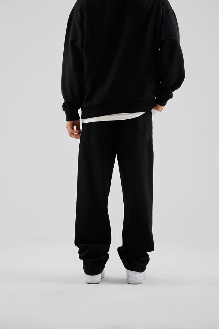 I Hate Baskılı Siyah Baggy Pantolon