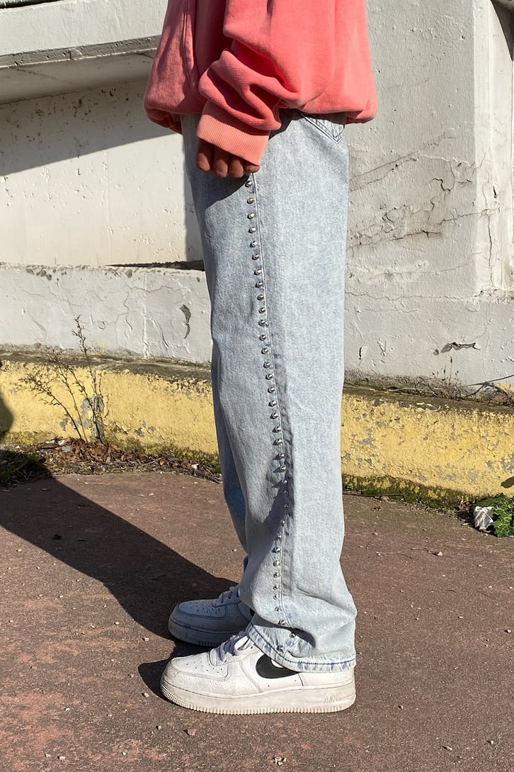 İce Blue Zımba Detay Losse Fit Jean
