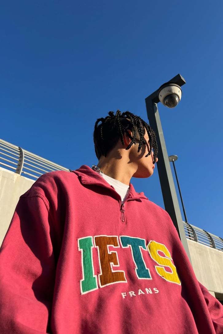 IETS Nakışlı Half-Zip Pembe Sweatshirt
