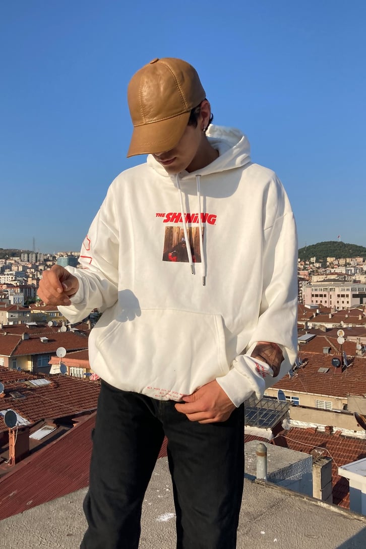 İKİ KIZ BASKILI OVERSIZE HOODIE
