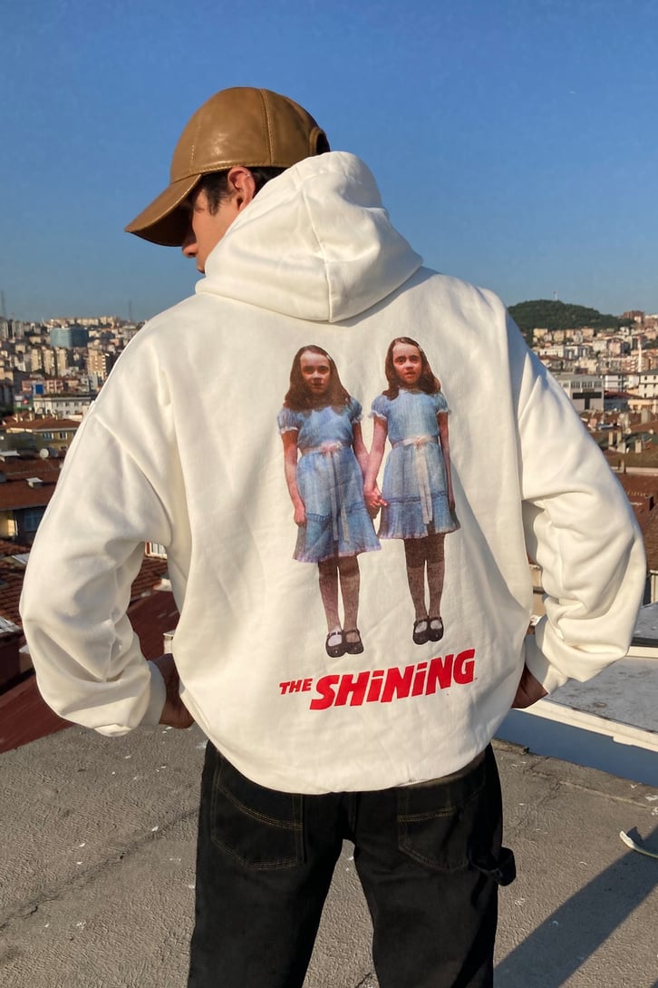 İKİ KIZ BASKILI OVERSIZE HOODIE