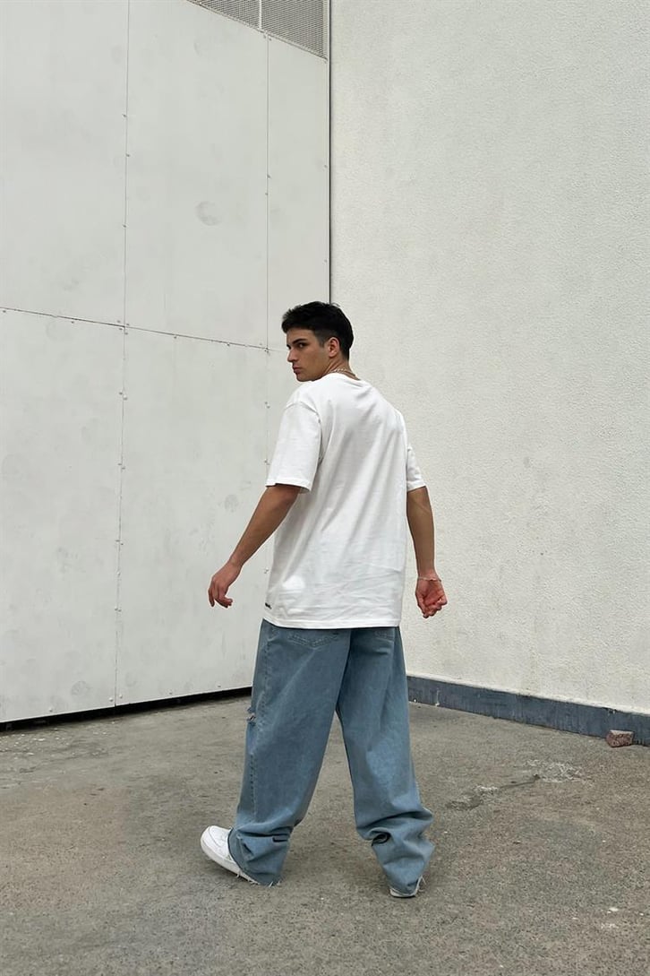 Immortal Sırt Baskılı Beyaz Oversize Tişört