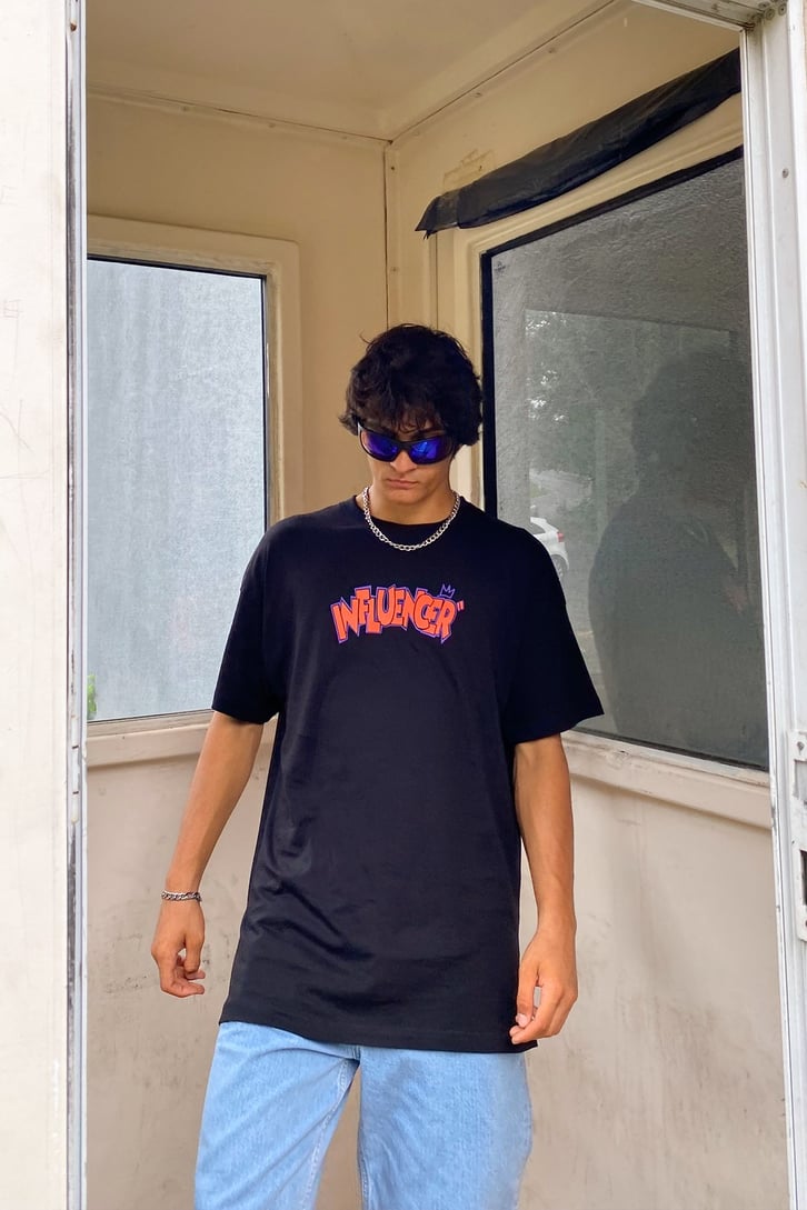 Influencer Bear Sırt Baskılı Oversize Tshirt