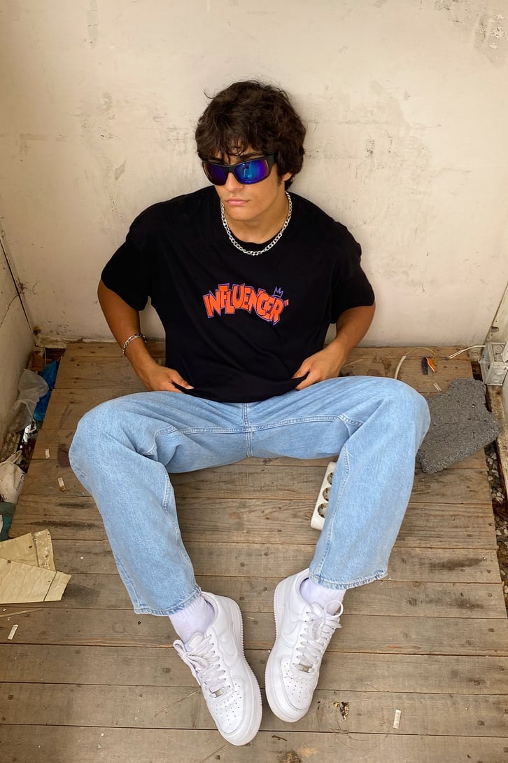 Influencer Bear Sırt Baskılı Oversize Tshirt