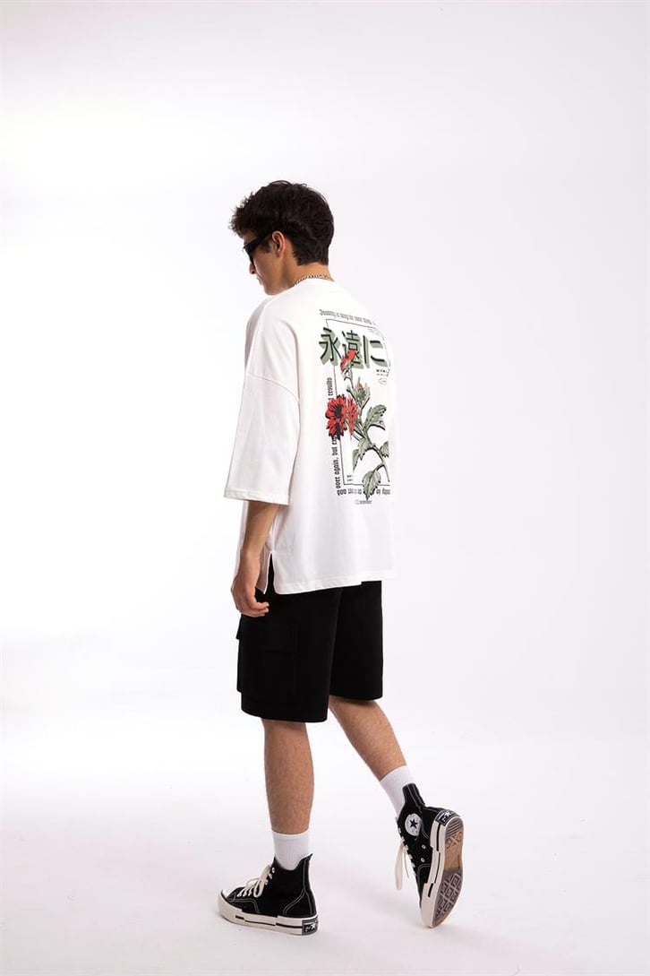 Insanity Sırt Baskılı Beyaz Oversize Tshirt