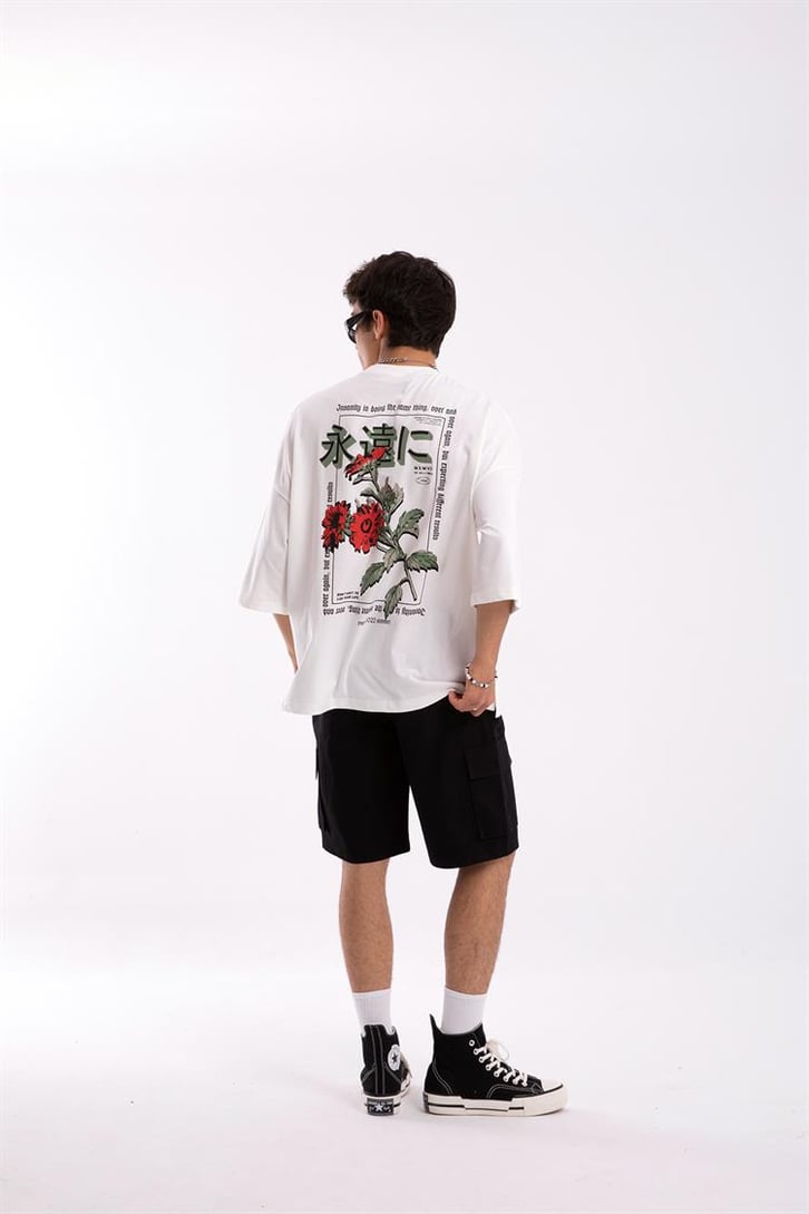 Insanity Sırt Baskılı Beyaz Oversize Tshirt