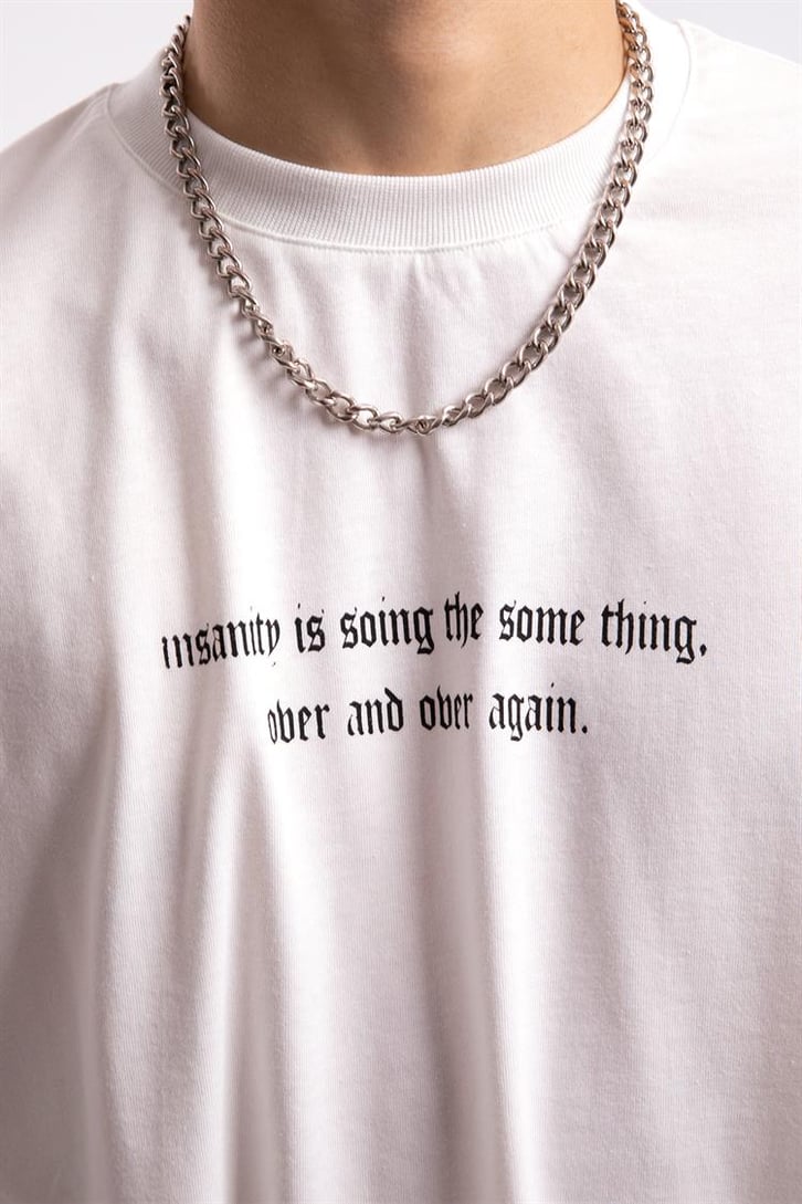 Insanity Sırt Baskılı Beyaz Oversize Tshirt