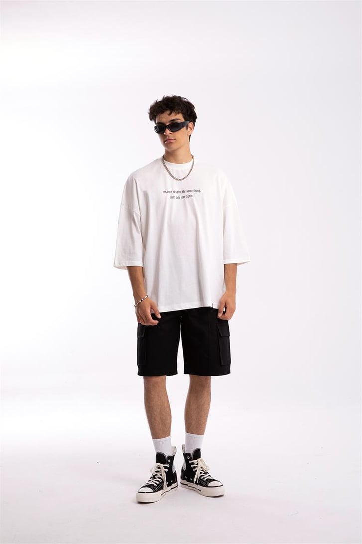 Insanity Sırt Baskılı Beyaz Oversize Tshirt