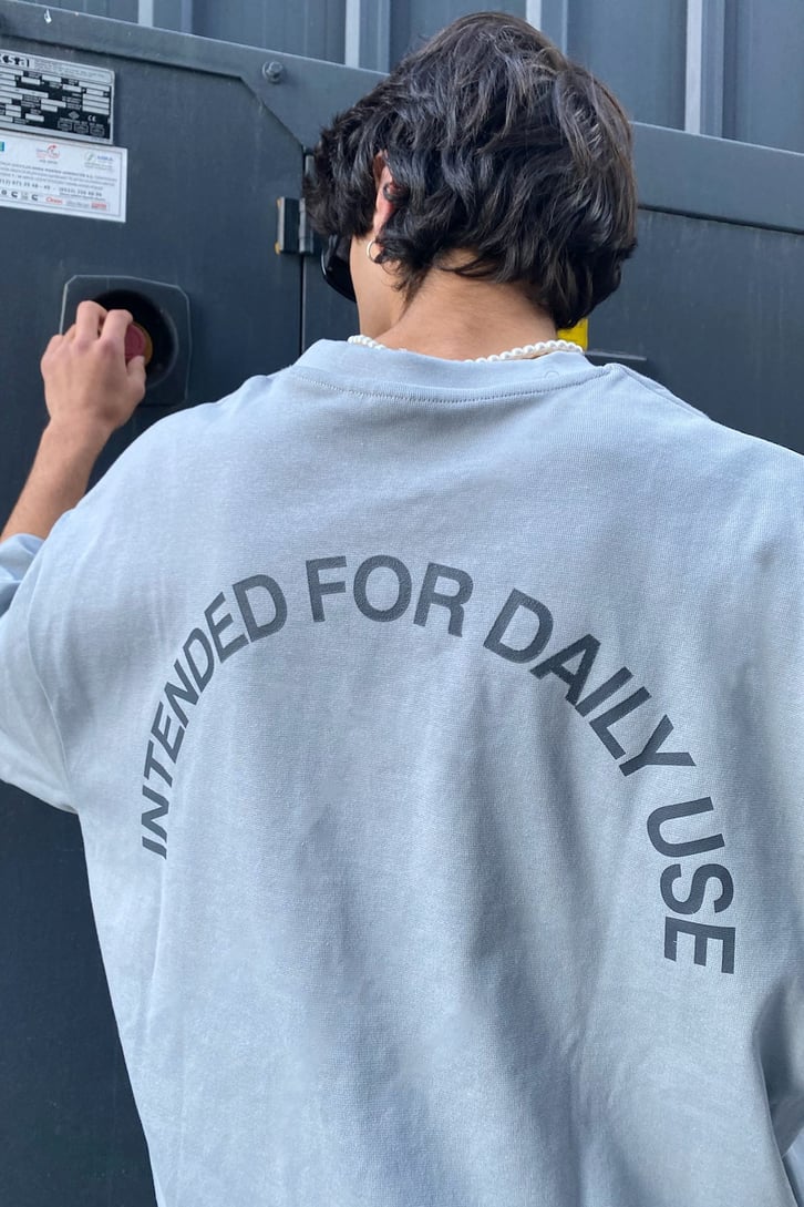 Intended for Daily Use Baskılı Gri Oversize Tshirt