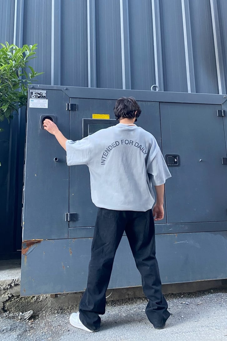 Intended for Daily Use Baskılı Gri Oversize Tshirt