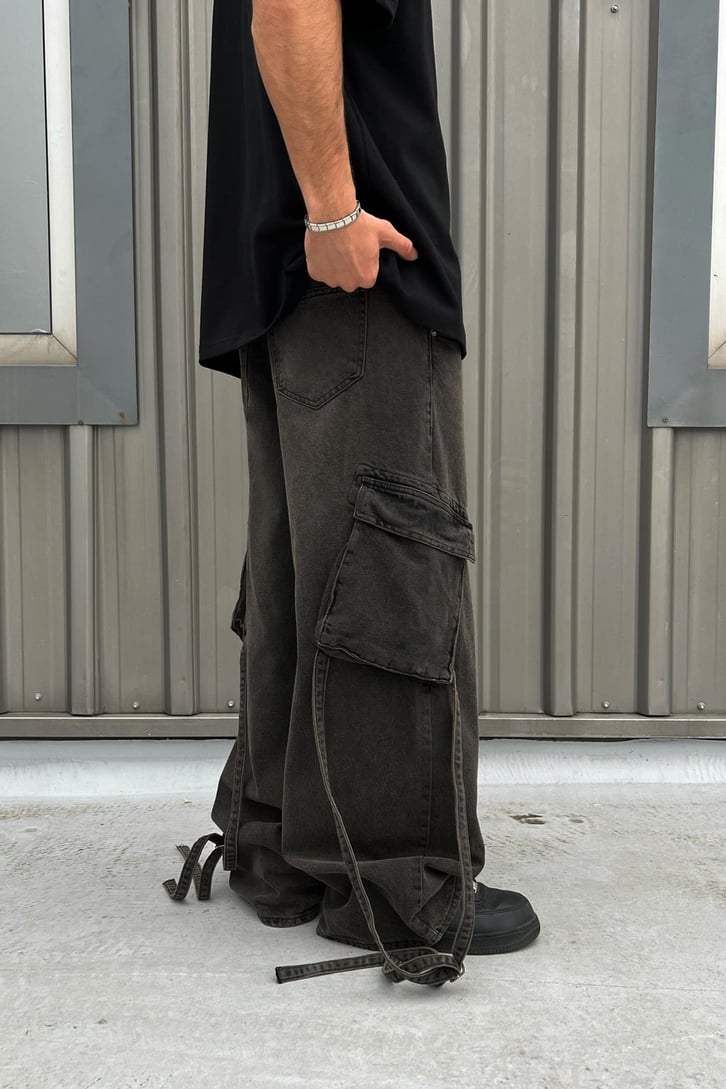 İp Detaylı Cargo Pocket Baggy Jean
