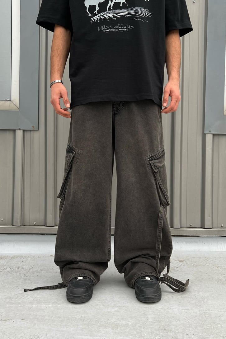 İp Detaylı Cargo Pocket Baggy Jean