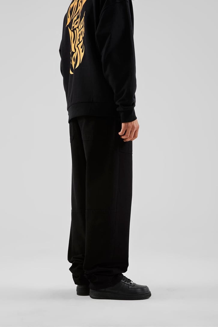 İp Detaylı Siyah Baggy Pantolon