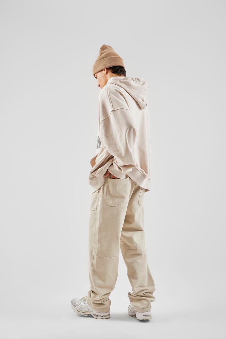 İp Detaylı Taş Rengi Baggy Pantolon