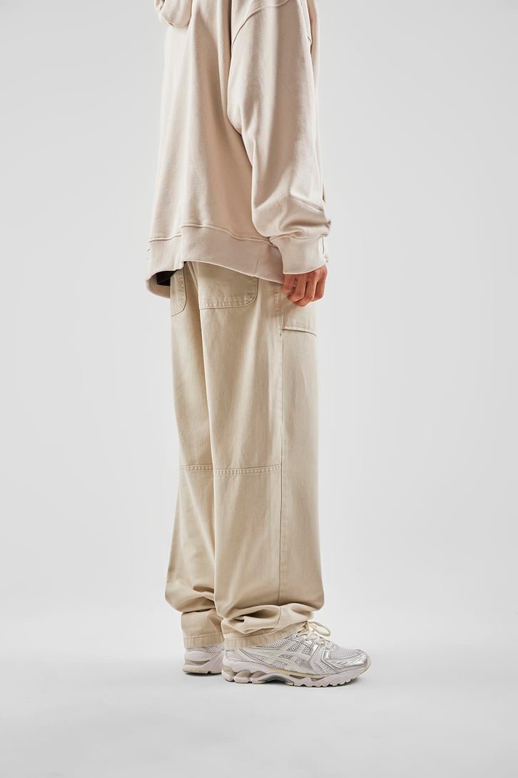 İp Detaylı Taş Rengi Baggy Pantolon