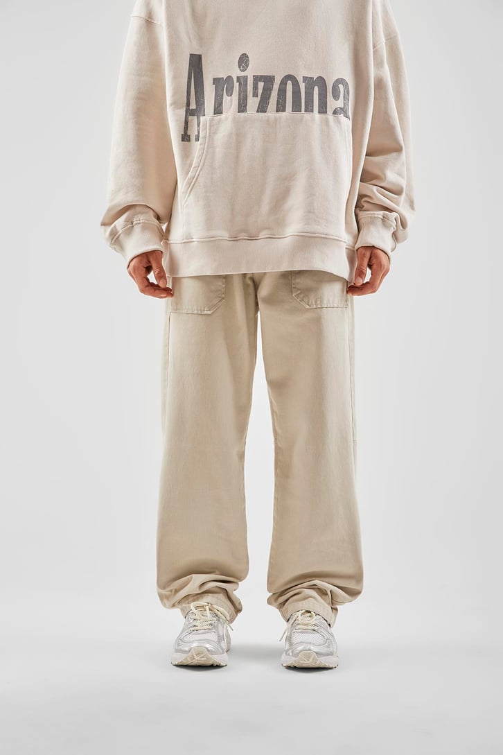 İp Detaylı Taş Rengi Baggy Pantolon