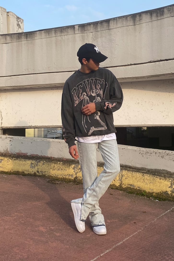 İSKELET BASKILI OVERSIZE PREMIUM SWEATSHIRT