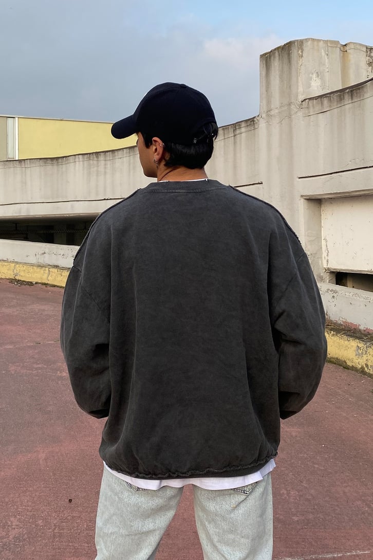 İSKELET BASKILI OVERSIZE PREMIUM SWEATSHIRT