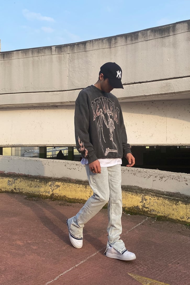 İSKELET BASKILI OVERSIZE PREMIUM SWEATSHIRT