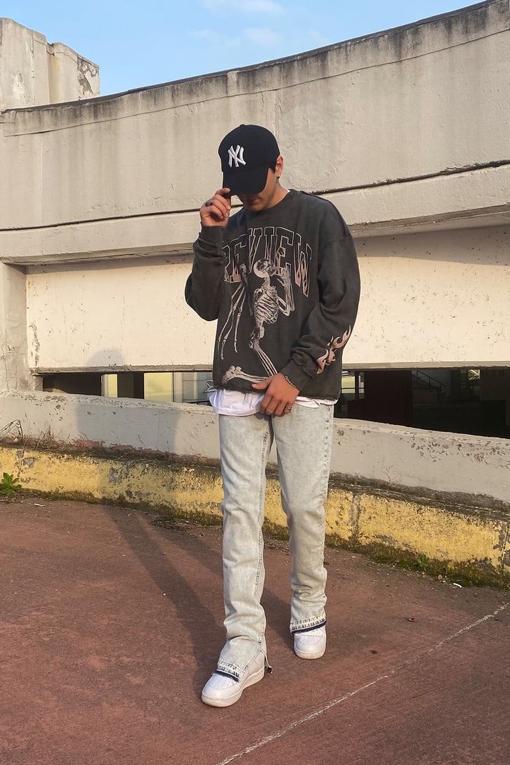 İSKELET BASKILI OVERSIZE PREMIUM SWEATSHIRT