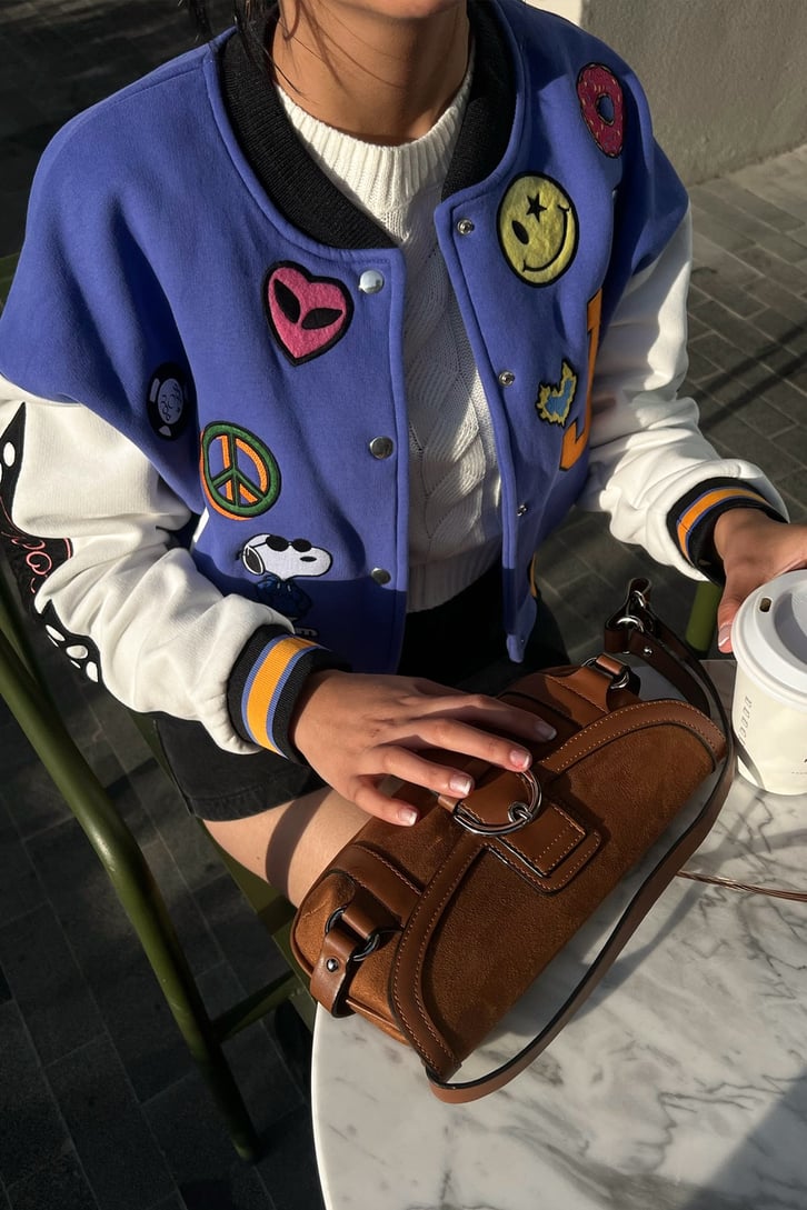 J Smile Patch Detay Mor Kolej Ceket