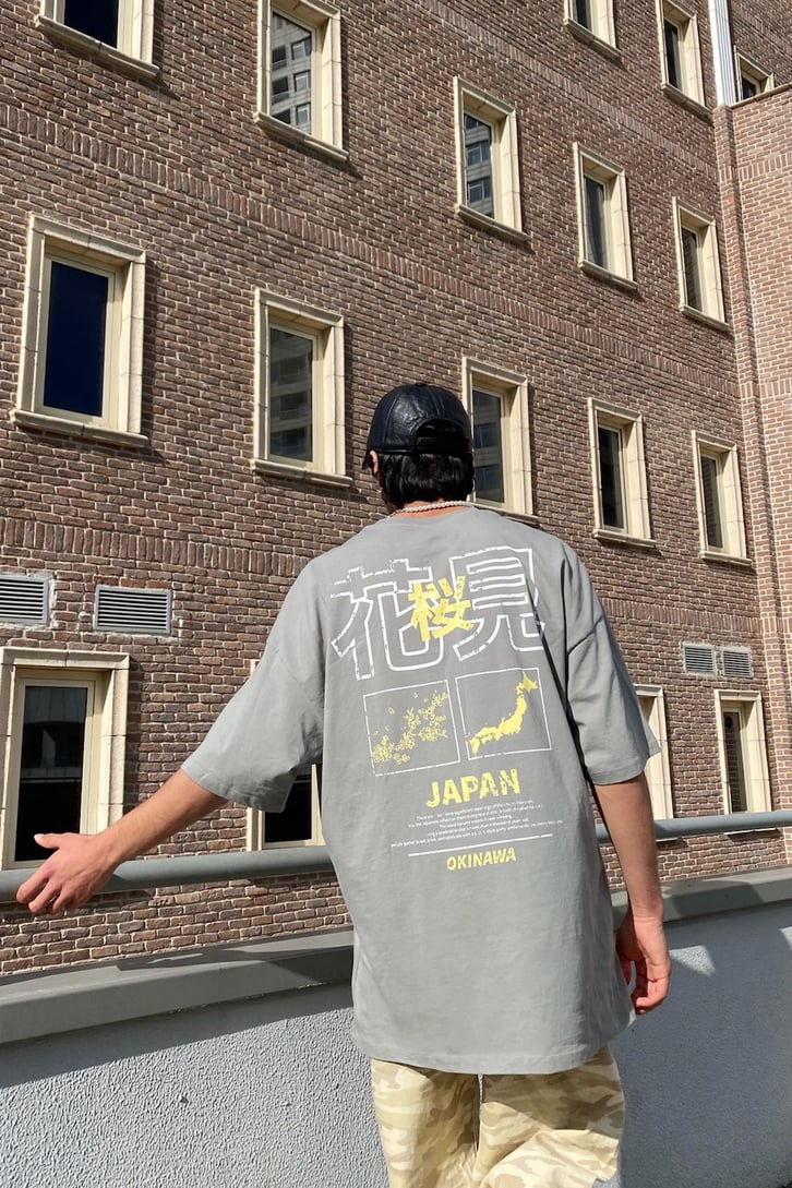 Japan Okinawa Baskılı Oversize Tshirt