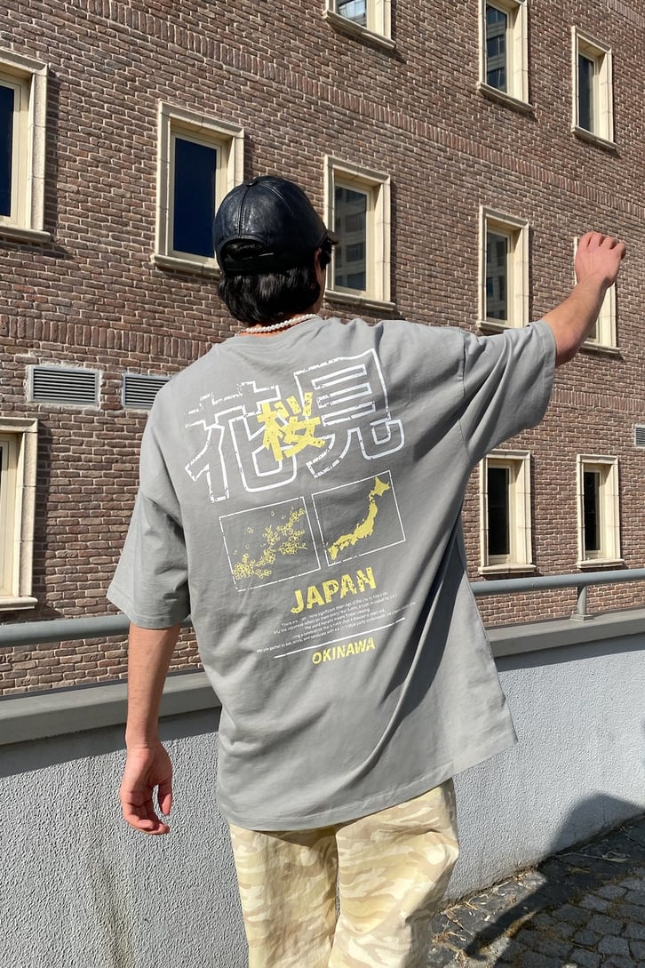 Japan Okinawa Baskılı Oversize Tshirt