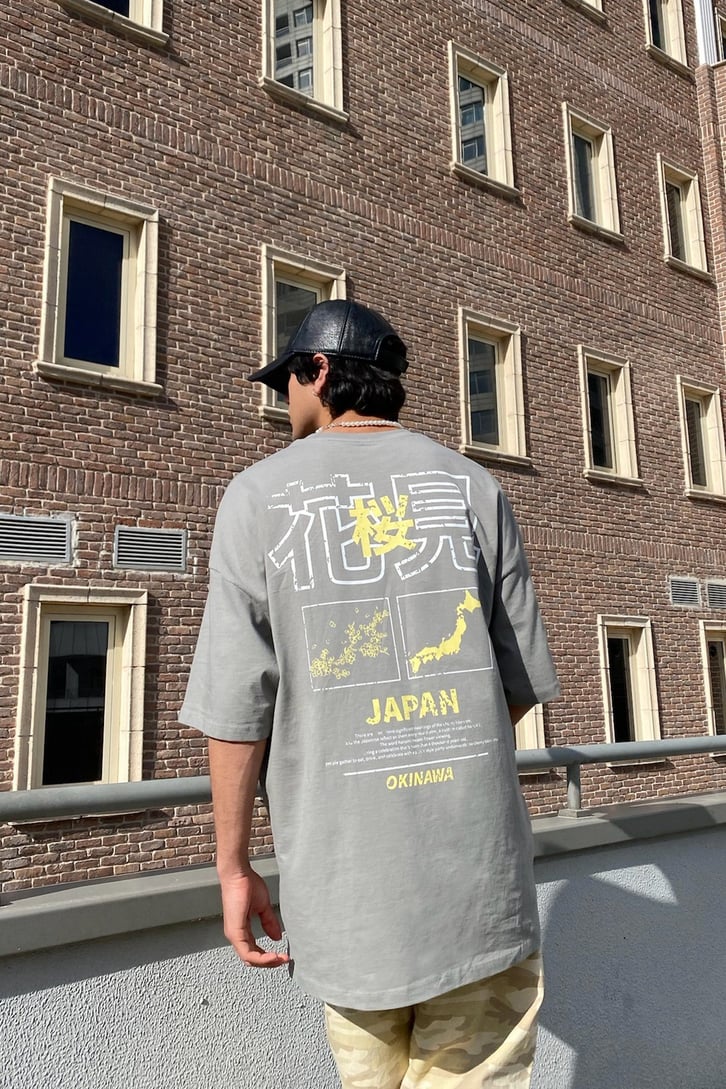 Japan Okinawa Baskılı Oversize Tshirt