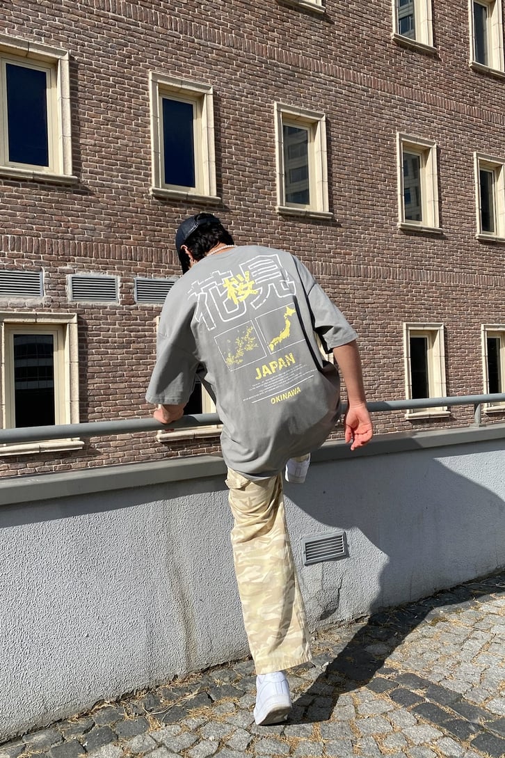 Japan Okinawa Baskılı Oversize Tshirt