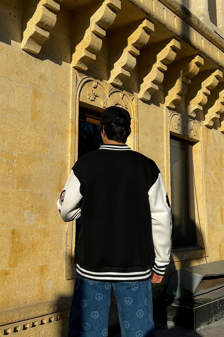 JF Patch Detaylı Siyah Kolej Ceket