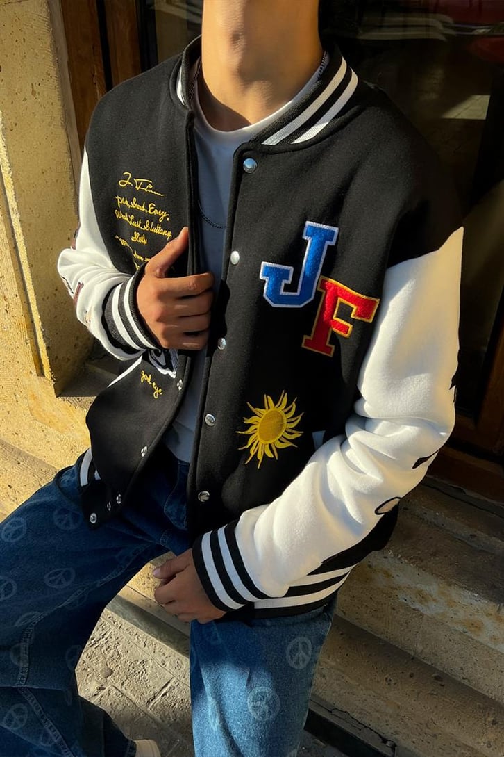JF Patch Detaylı Siyah Kolej Ceket