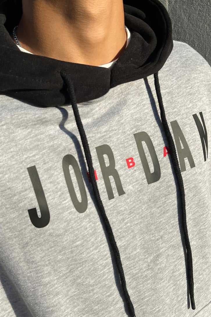 Jordan Baskılı Gri Oversize Hoodie
