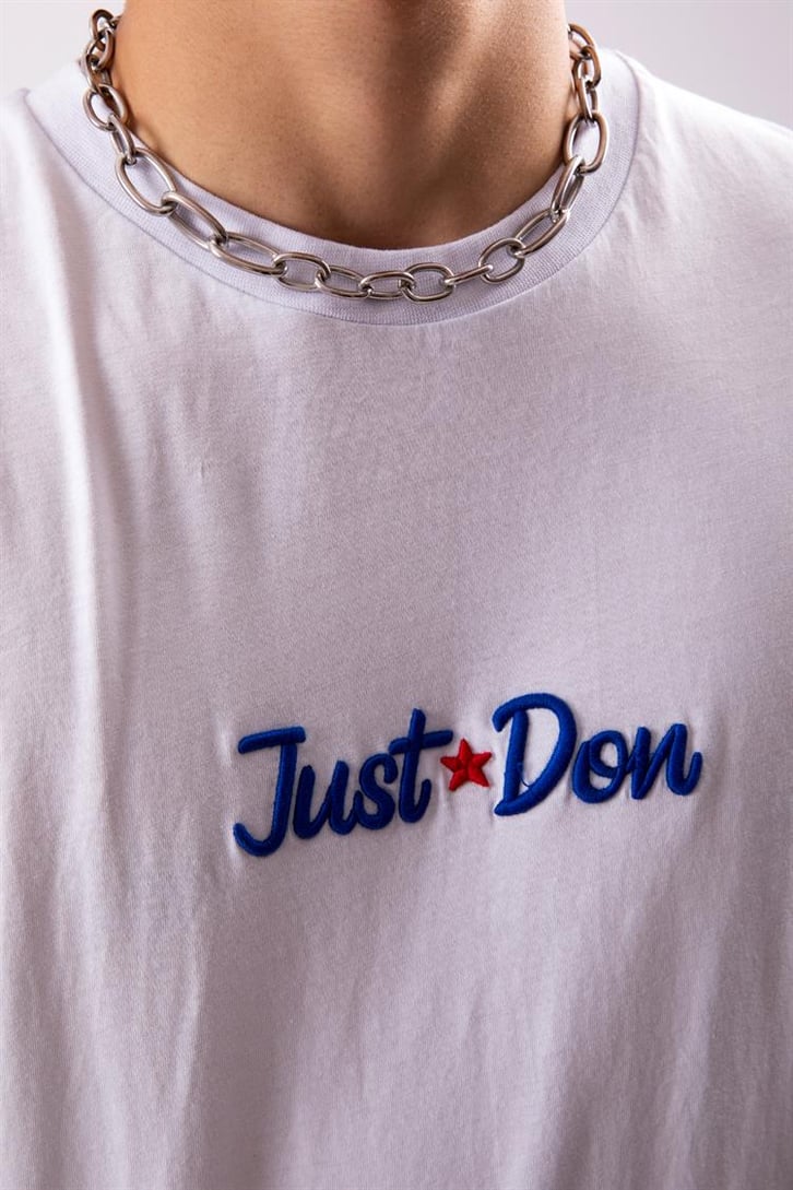 Just Don Heart Nakışlı Beyaz Oversize Tshirt