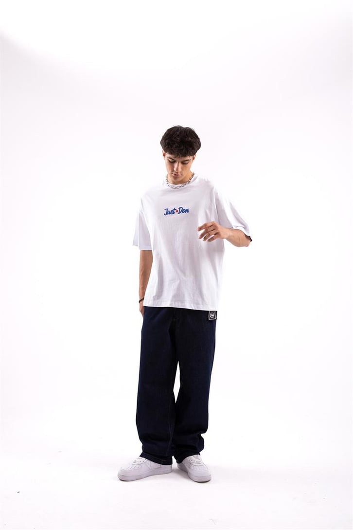 Just Don Heart Nakışlı Beyaz Oversize Tshirt