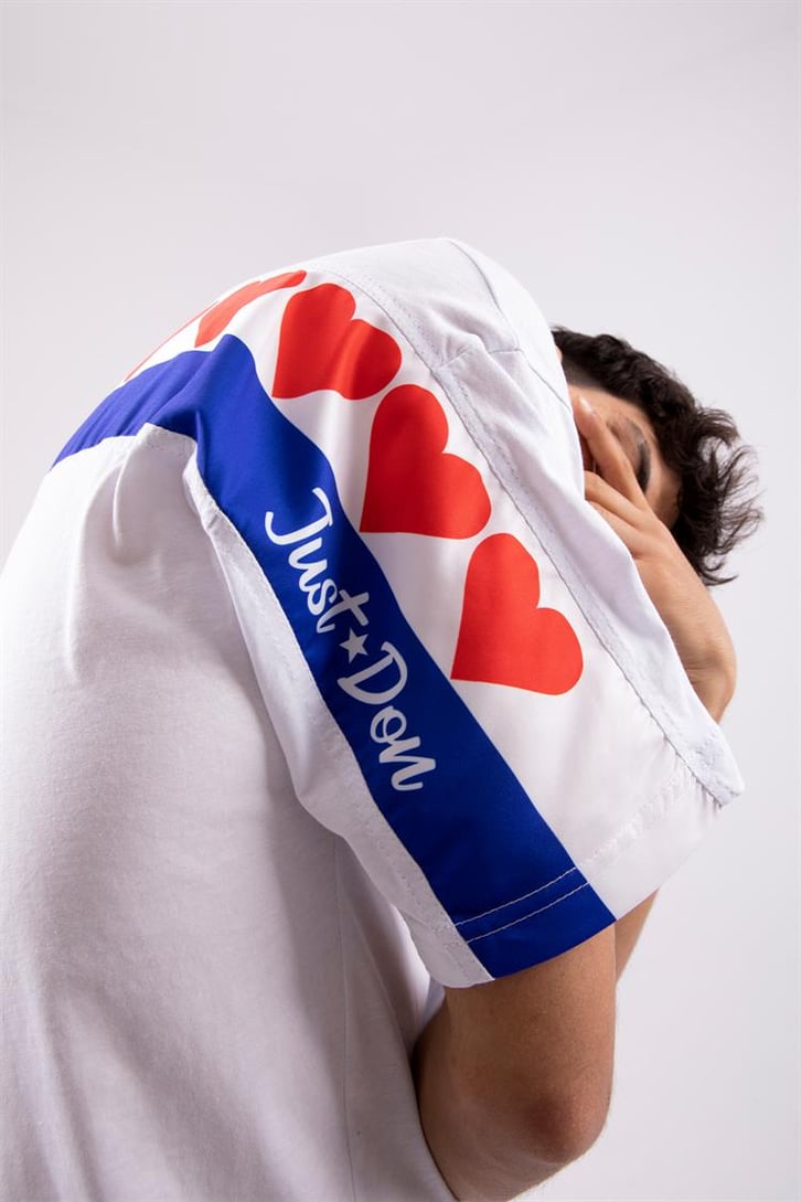 Just Don Heart Nakışlı Beyaz Oversize Tshirt
