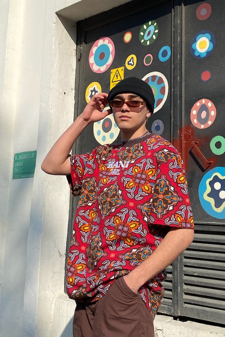 K.Kani Retro Desen Oversize Premium Tee