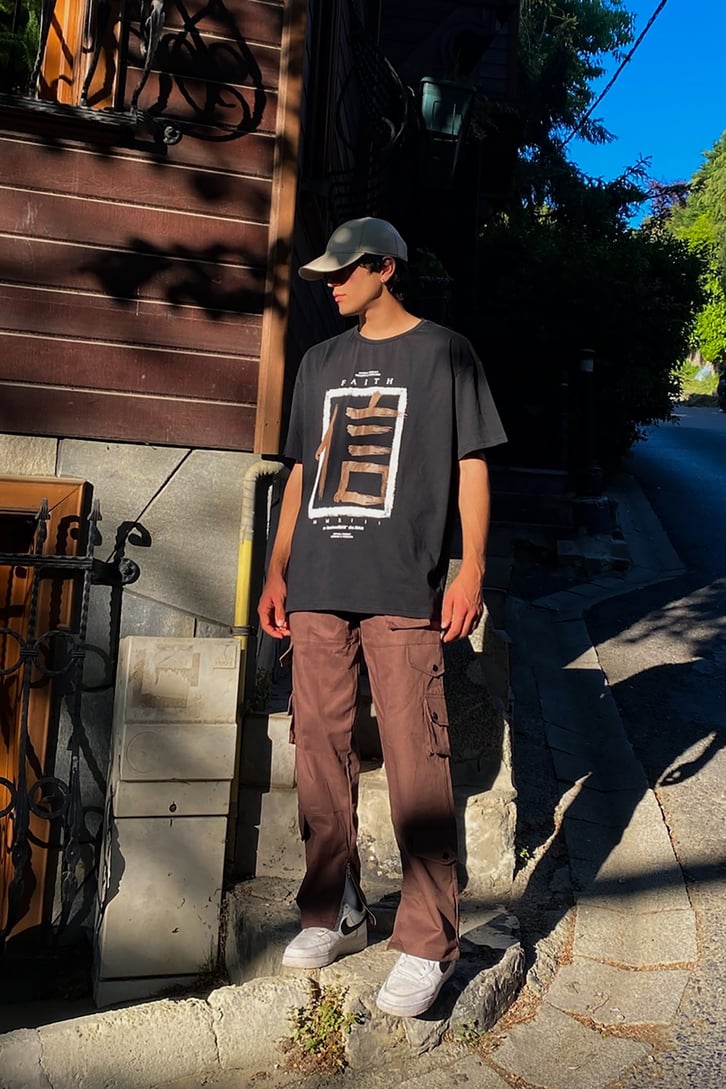 Kahverengi Cargo Cepli Baggy Jean