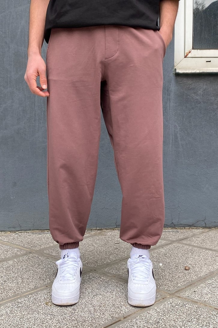 Kahverengi Etiket Detay Oversize Sweatpant