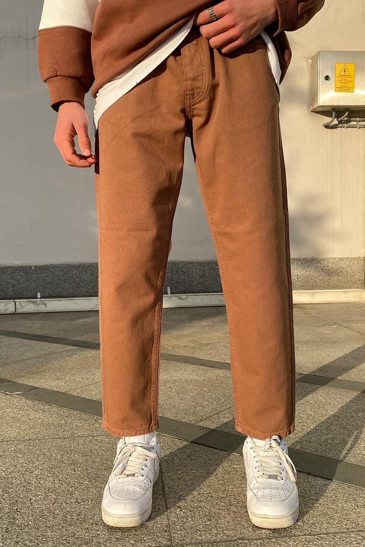 Kahverengi Premium Mom Fit Jean
