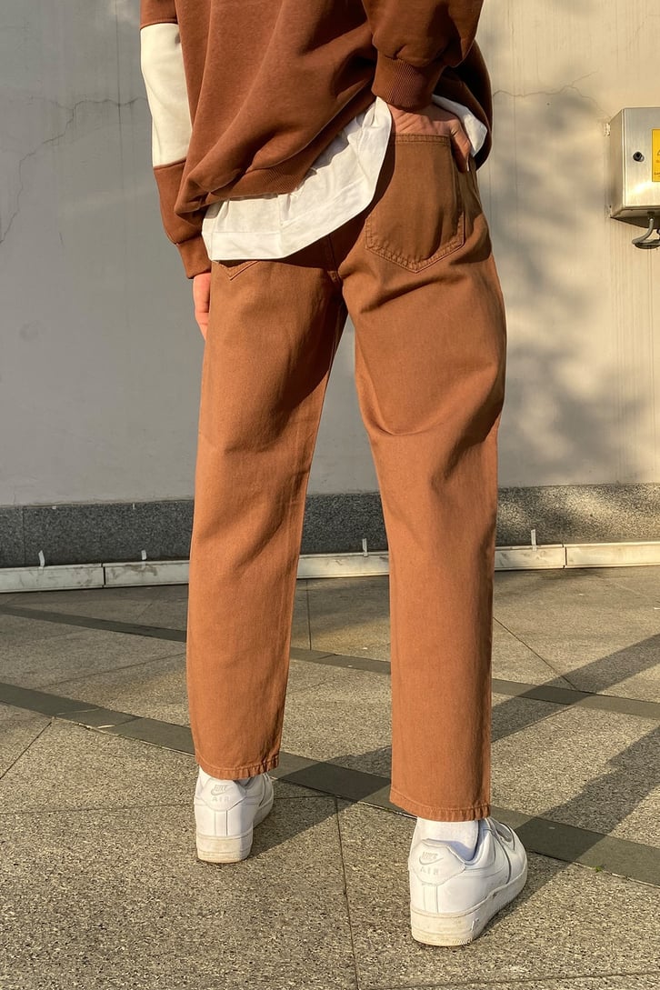 Kahverengi Premium Mom Fit Jean