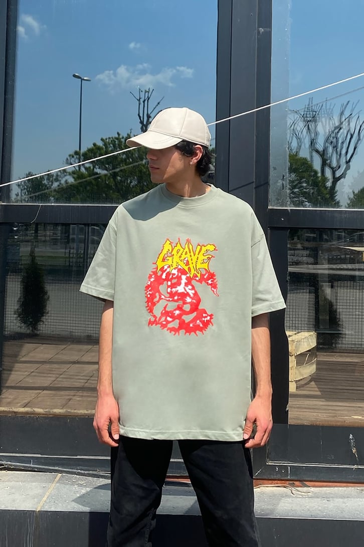 Kaleidoscope Baskılı Oversize Tshirt