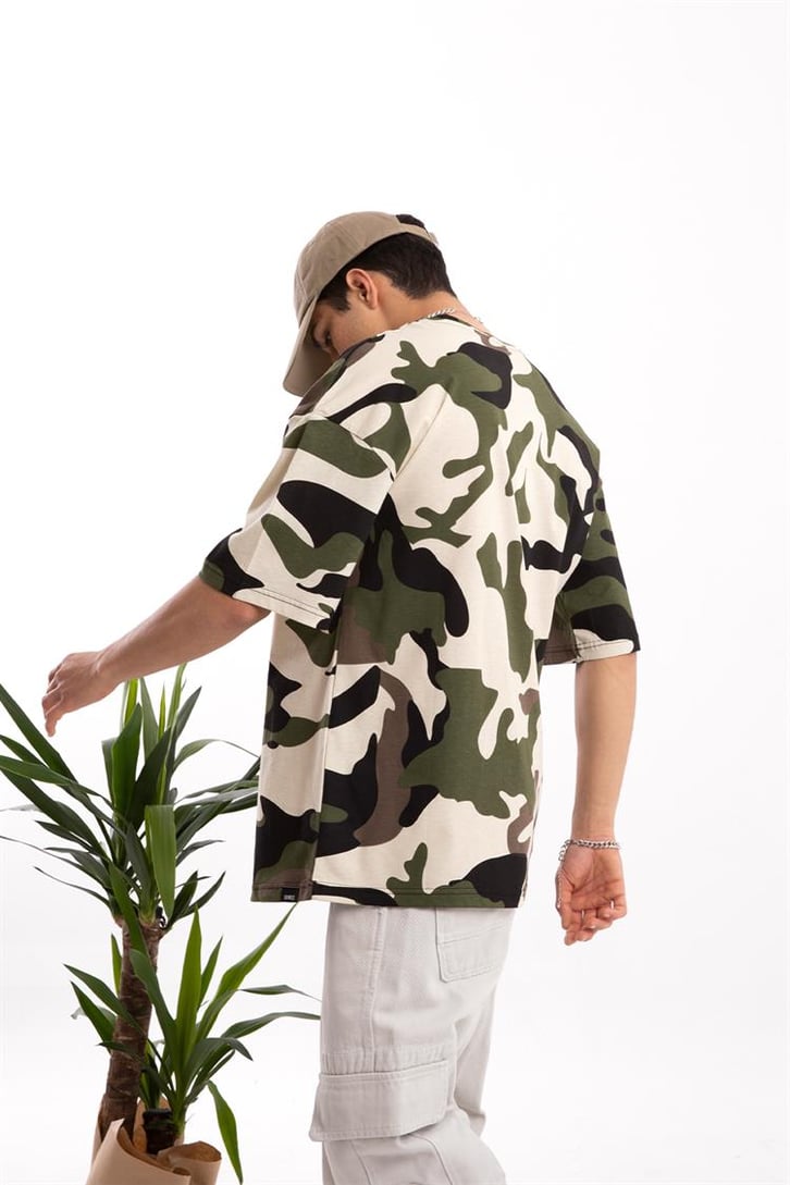 Kamuflaj Desen Oversize Tişört