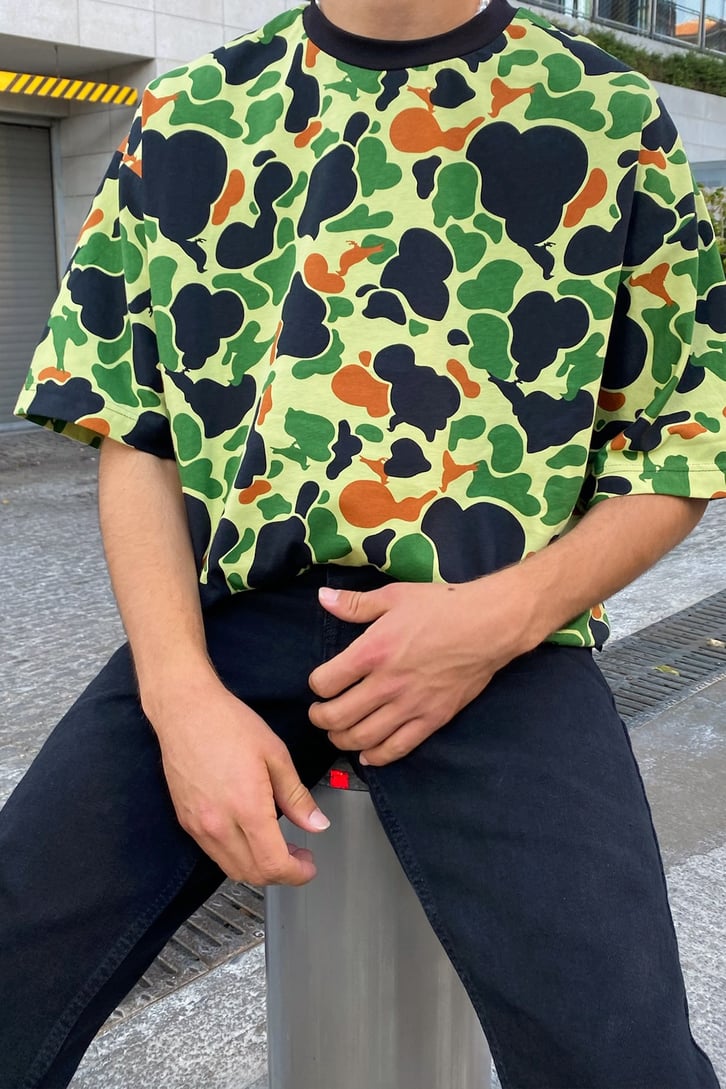 Kamuflaj Desen Oversize Tshirt