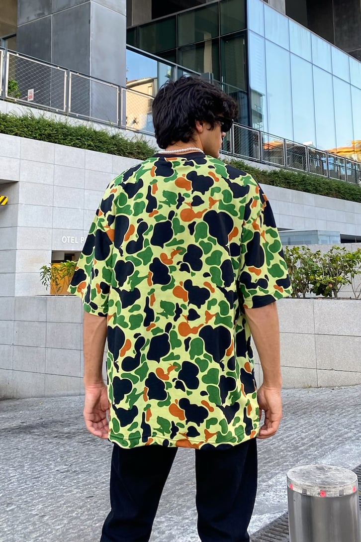Kamuflaj Desen Oversize Tshirt