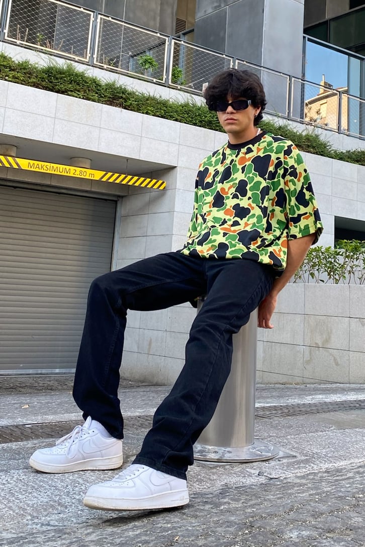 Kamuflaj Desen Oversize Tshirt